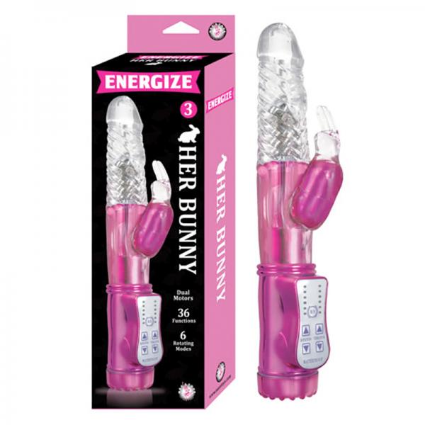 Energize Her Bunny 3 Energize Dual Motors 36 Function 6 Rotation Modes Waterproof Pink - happyshop365247