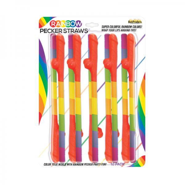 Rainbow Pecker Straws 10pk - happyshop365247