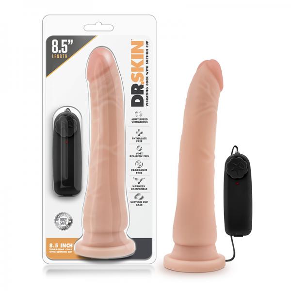 Dr. Skin - 8.5 Inch Vibrating Realistic Cock With Suction Cup - Vanilla - happyshop365247