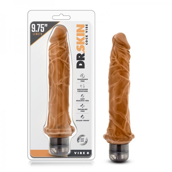 Dr. Skin - Cock Vibe - 9.75 Inch Vibrating Cock - Mocha - happyshop365247