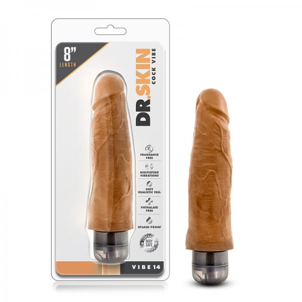 Dr. Skin - Cock Vibe - 8 Inch Vibrating Cock - Mocha - happyshop365247