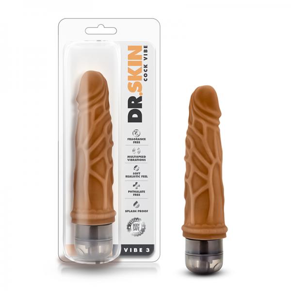 Dr. Skin - Cock Vibe - 7.25 Inch Vibrating Cock - Mocha - happyshop365247