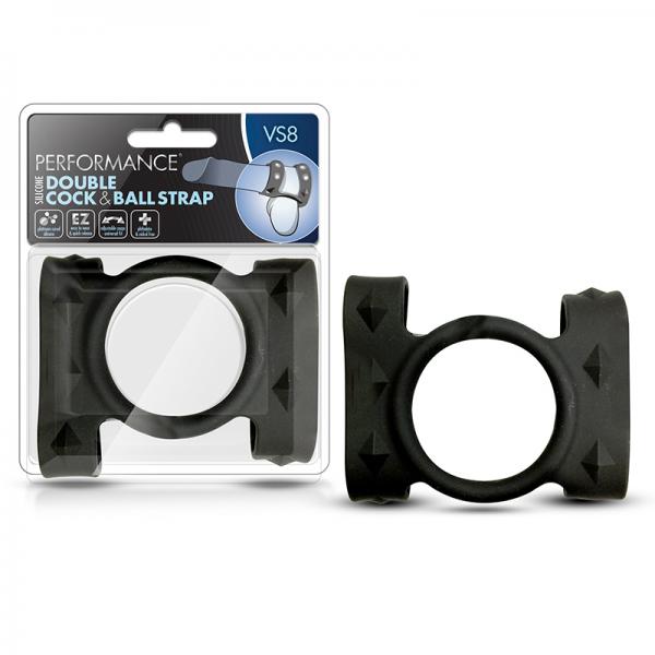 Performance - Vs8 - Silicone Double Cock & Ball Strap - Black - happyshop365247