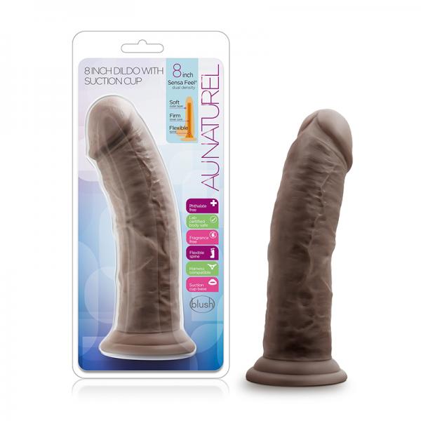 Au Naturel - 8in Dildo With Suction Cup - Chocolate - happyshop365247
