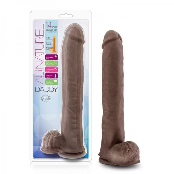 Au Naturel - Daddy - 14in Sensa Feel Dual Density Dildo - Chocolate - happyshop365247