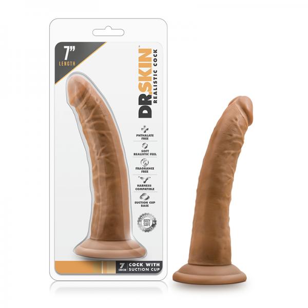 Dr. Skin - 7in Cock With Suction Cup - Mocha - happyshop365247
