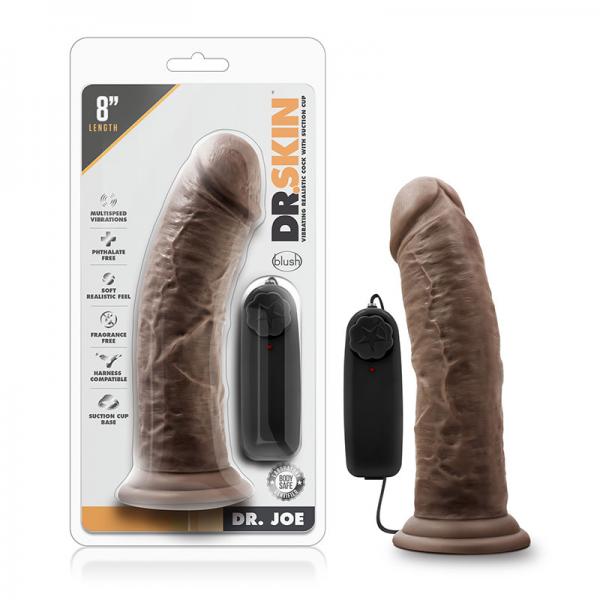 Dr. Skin - Dr. Joe - 8in Vibrating Cock With Suction Cup - Chocolate - happyshop365247