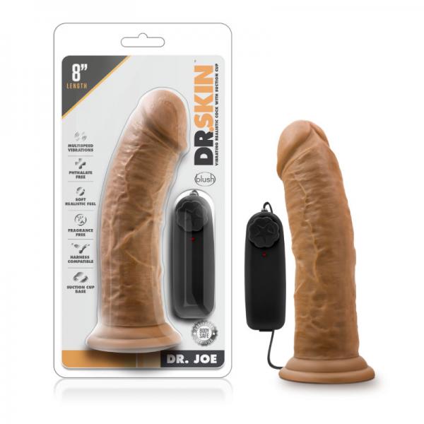 Dr. Skin - Dr. Joe - 8in Vibrating Cock With Suction Cup - Mocha - happyshop365247