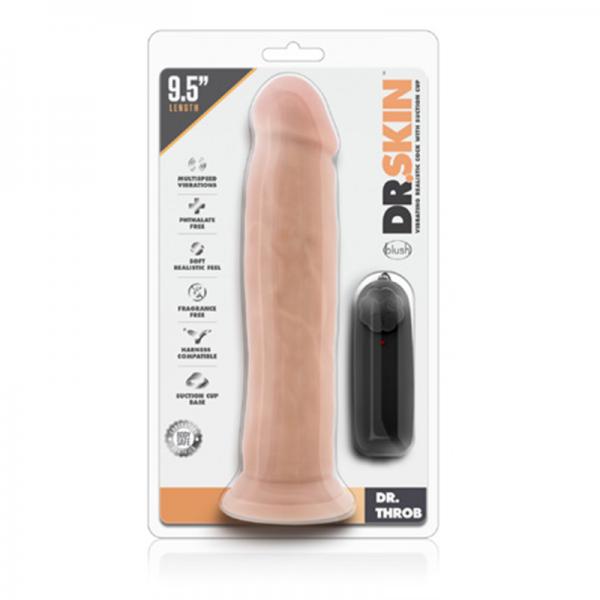Dr. Skin - Dr. Throb - 9.5in Vibrating Realistic Cock With Suction Cup - Vanilla - happyshop365247