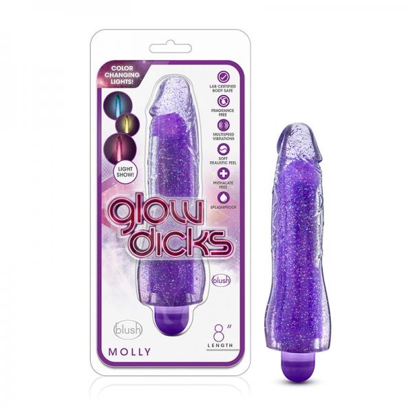Glow Dicks - Molly Glitter Vibrator - Purple - happyshop365247
