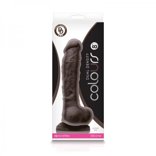 Colours - Dual Density - 8in Dildo - Dark Brown - happyshop365247