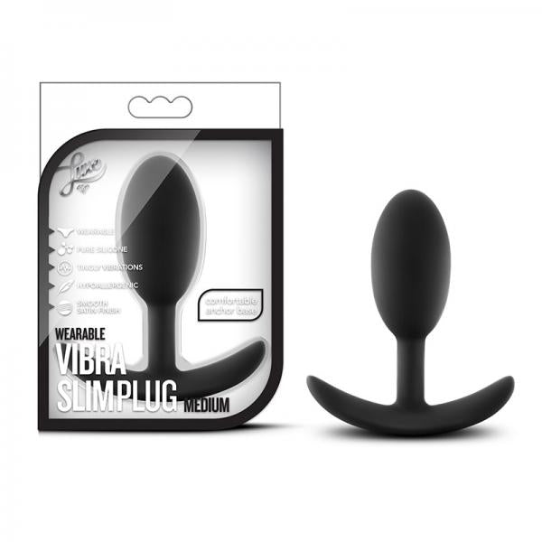 Luxe Wearable Vibra Slim Plug Medium Black - happyshop365247