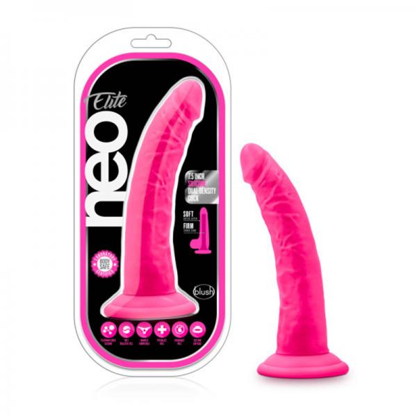 Neo Elite - 7.5in Silicone Dual Density Cock - Neon Pink - happyshop365247