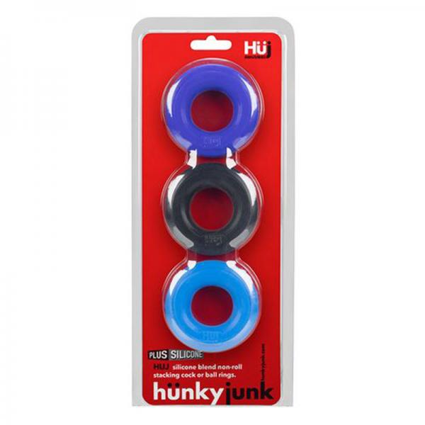 Hunkyjunk Huj3 3-pack C-ring, Blue Multi - happyshop365247