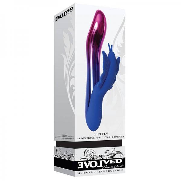 Evolved Firefly Light Up Vibrator 2 Motors 10 Function Usb Rechargeable Cord Included Waterproof - happyshop365247