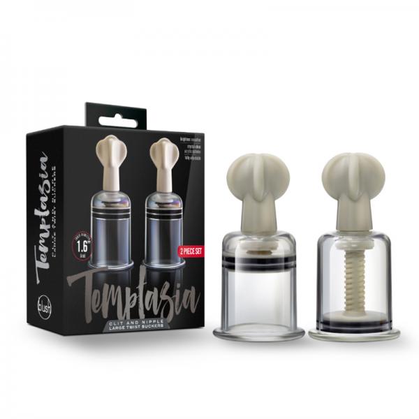 Temptasia - Clit And Nipple Large Twist Suckers - Set Of 2 - Clear - happyshop365247