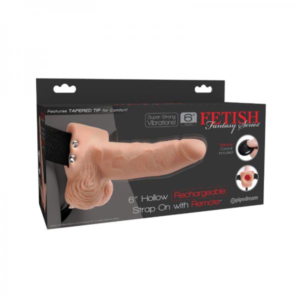 Fetish Fantasy 6in Hollow Rechargeable Strap-on With Remote, Flesh - happyshop365247