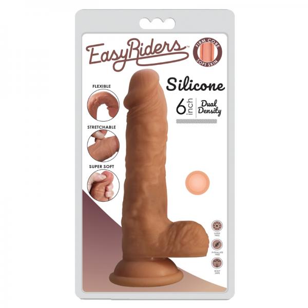 Easy Riders 6in Dual Density Silicone Dong With Balls - happyshop365247
