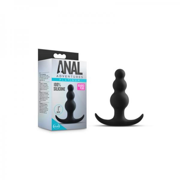 Anal Adventure Platinum Beaded Plug Black - happyshop365247