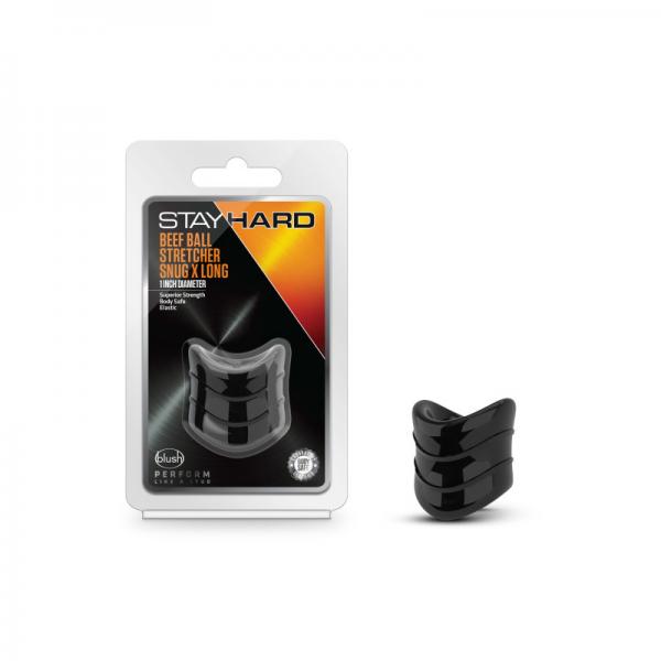 Stay Hard Beef Ball Stretcher Snug X Long 1in Black - happyshop365247