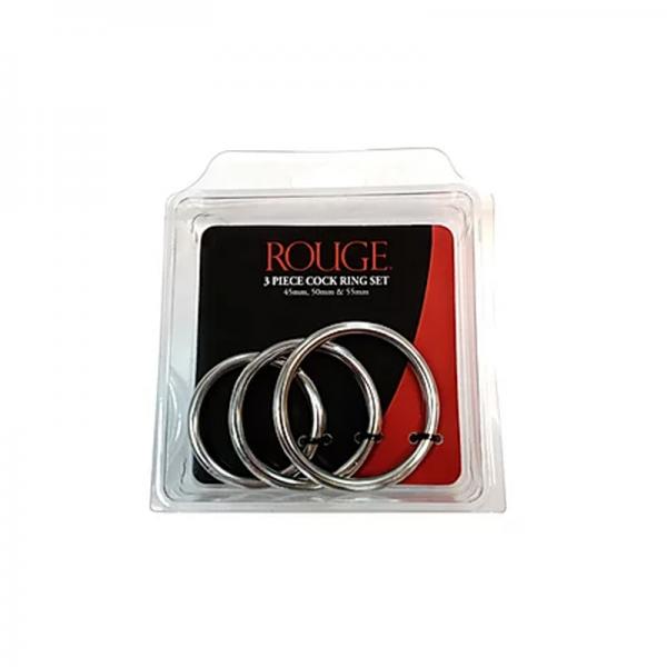 Stainless Steel Stainless Steel 3 Piece Cock Ring Set (55mm/50mm/45mm) - In Clamshell - happyshop365247
