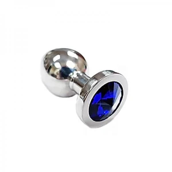 Stainless Steel Smooth Small Butt Plug Small With Blue Crystal In Clamshell - happyshop365247
