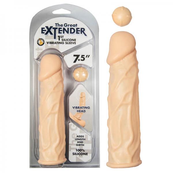 The Great Extender 1st Silicone Vibrating Sleeve 7.5in-flesh - happyshop365247