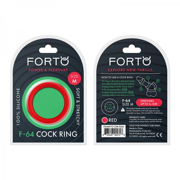 Forto F-64: 45mm 100% Silicone Ring Wide Med Red - happyshop365247