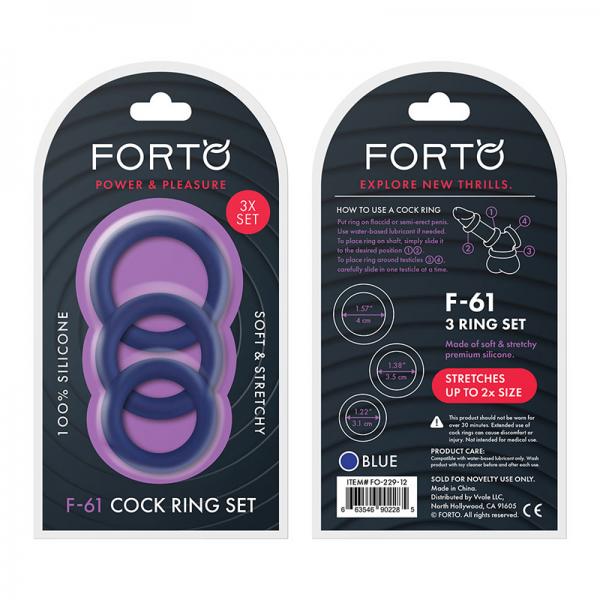 Forto F-61: 3 Piece C-ring Set 100% Silicone (1.2in, 1.38in 1.57in) Blue - happyshop365247