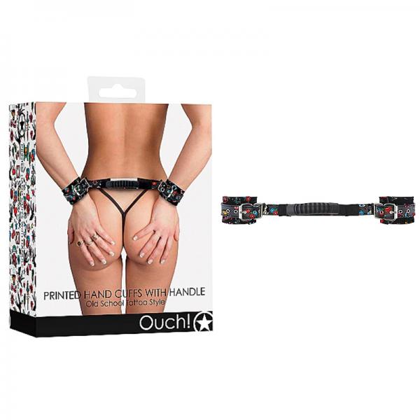 Ouch! Old School Tattoo Printed Cuffs W/ Strap Handle - happyshop365247