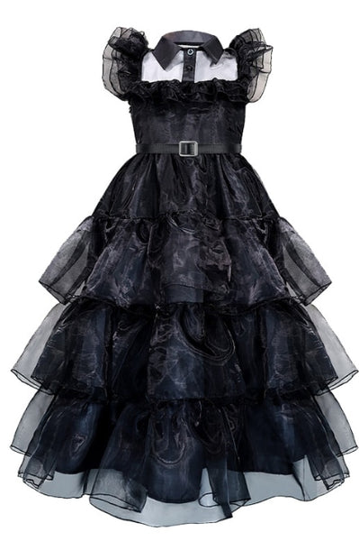 Wednesday Addams Girls Black tulle dress, cosplay trendy - happyshop365247