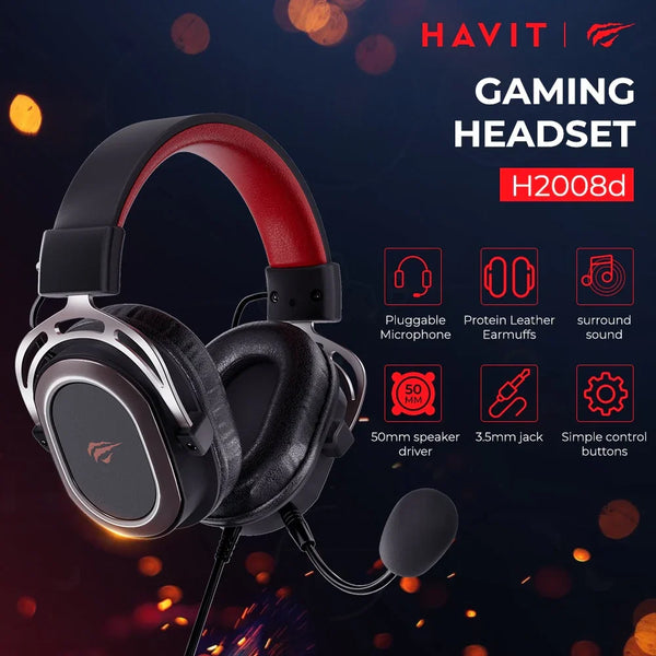 HAVIT H2008d Wired Gaming Headset with 3.5mm Plug 50mm - happyshop365247
