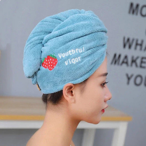 Hair Towel Women Magic Microfiber Shower Bathroom Bath Hat Solid Towel - happyshop365247