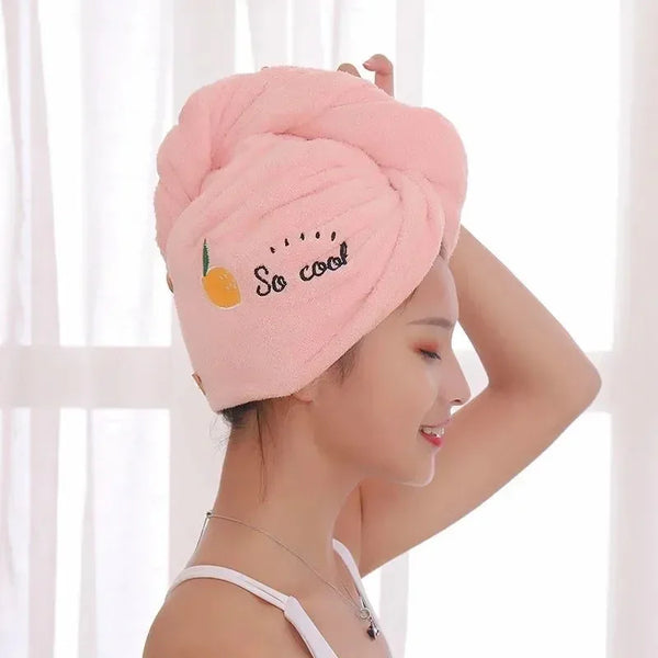 Hair Towel Women Magic Microfiber Shower Bathroom Bath Hat Solid Towel - happyshop365247
