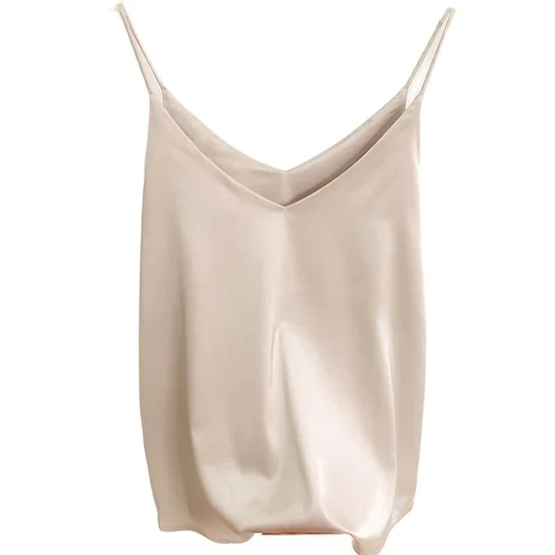 Camisole Slim Vest Sexy Women Sleeveless V-Neck Gray Tee Tank Tops - happyshop365247