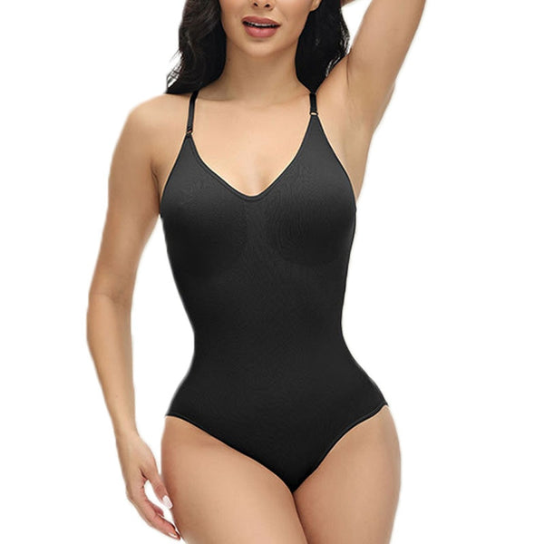 GUUDIA V Neck Spaghetti Strap Bodysuits Compression Body Suits - happyshop365247