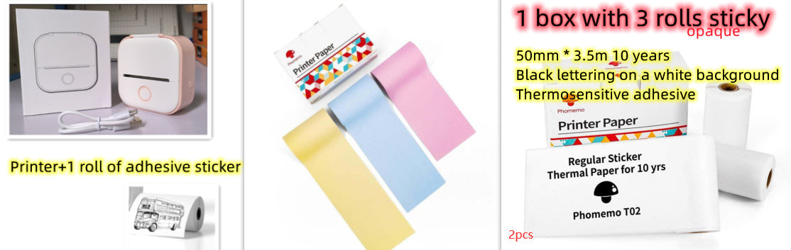 Portable Mini Thermal Label Printer Home Photo Printer Student Wrong Question Printer Bluetooth-compatible Mini Label Printer Price Tag - happyshop365247