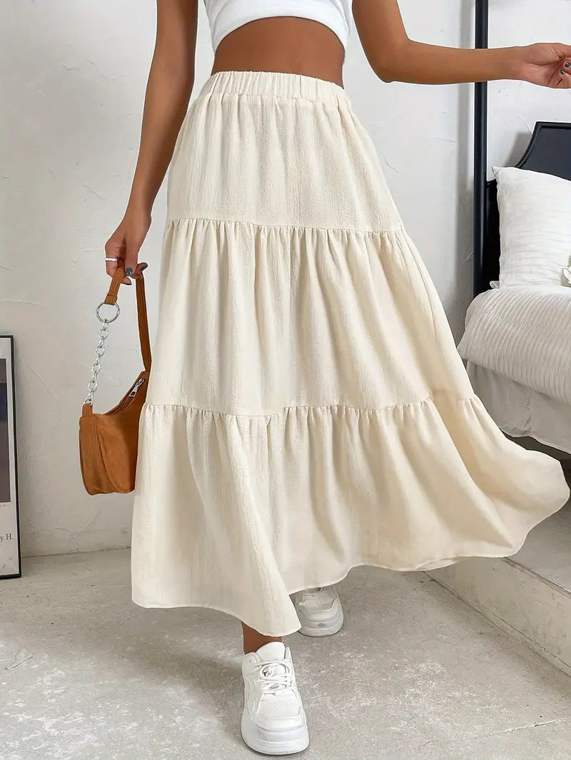 European And American Style Women Summer Bohemian Pleated Layered Long Skirt - happyshop365247