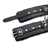 Funny Adult Articles Plush Black Handcuffs Red Pink Leather Adult Articles Tie Hands With Iron Chains