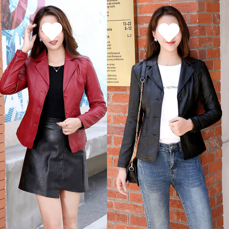 Leather Coat Women Fall Short Western Style All-matching Women - happyshop365247