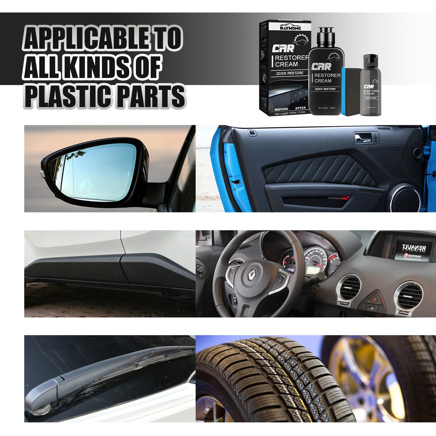 Rayhong Car Interior Renovation Agent Coated Plastic Dashboard Wax Dustproof Polished Leather Maintenance