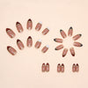 Almond Nail Shiny Gold Foil Color-blocking Leopard Print White Fake Nails - happyshop365247
