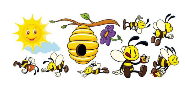 Flying Bees and Hive Wall Stickers