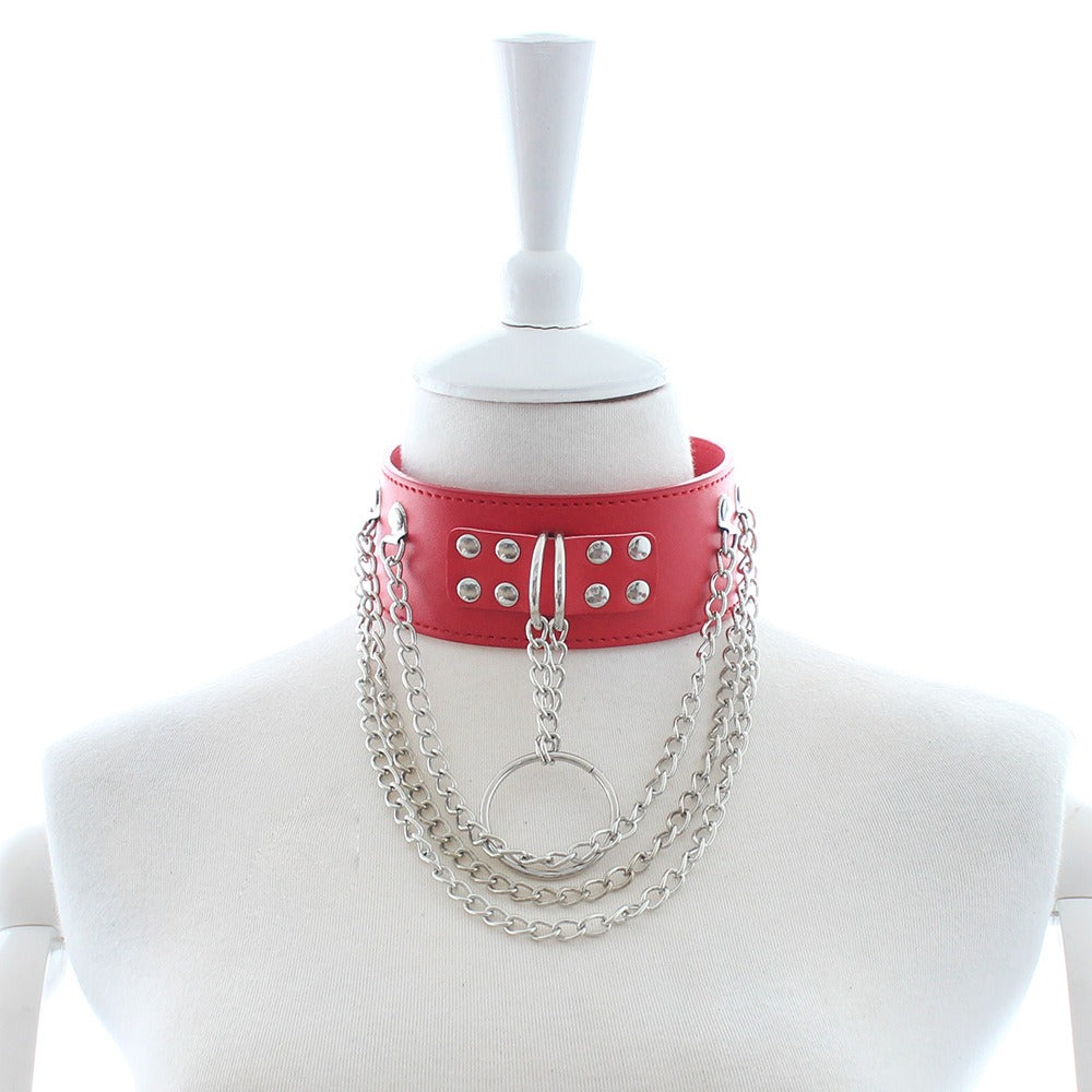 Adult Products Leather Sexy Neck Cover Tie Women's Flirting Toy Neck Cover Chain Lock Butterfly Traction Chain - happyshop365247
