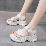 Dad sandals for women, thick-soled wedge heel ole height-increasing women's shoes, Velcro beach shoes