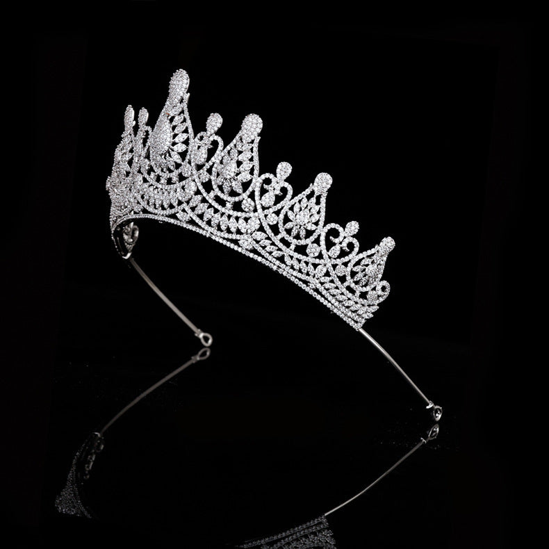 Tiara Micro-inlaid Zircon Crown Wedding Tiara - happyshop365247