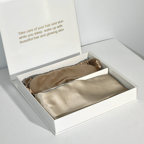 Bright Version Silk Pillowcase Eye Mask Hair Ring Three-piece Set 22 M Gift Box Set