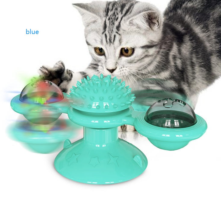 Cat Rotating Windmill Multi-Function Toys Itch Scratching Device Teeth Shining Toy - happyshop365247