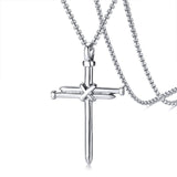 Titanium Cast Steel Nail Cross Pendant Necklace