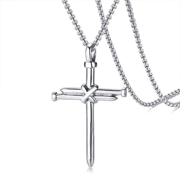 Titanium Cast Steel Nail Cross Pendant Necklace